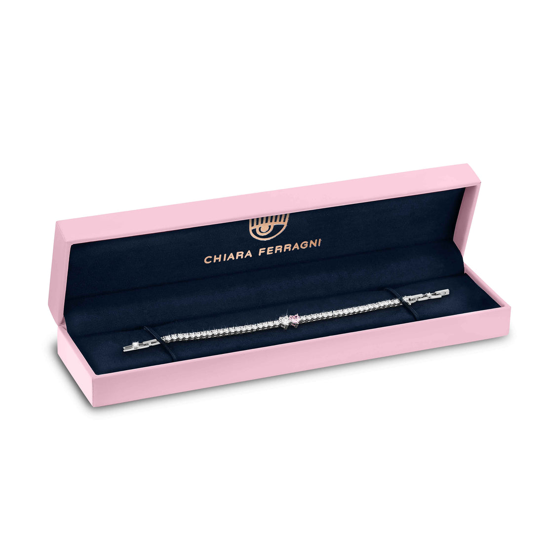 Bracciale Donna Chiara Ferragni Tennis Zirconi Bianchi Rosa Cuori