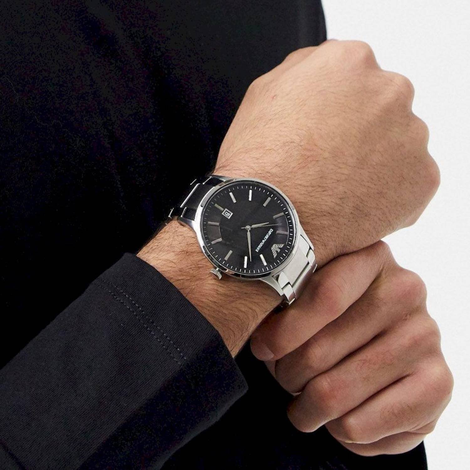 Orologio Uomo Emporio Armani Sport Casual Quarzo Fondo Nero Con Datario AR11181