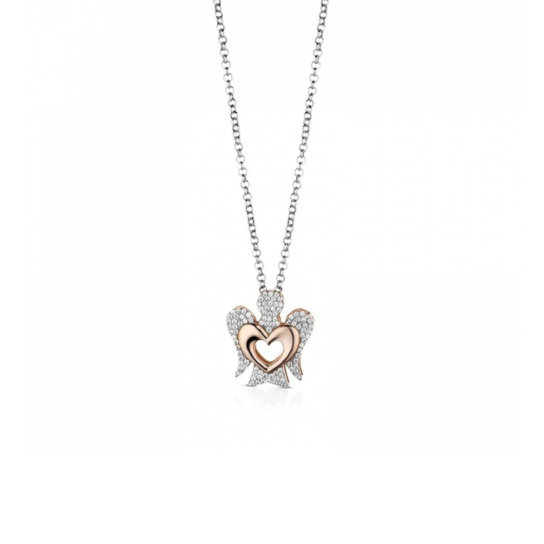 Collana Donna Argento 925 Roberto Giannotti Angelo Cuore Zirconi Rosè GIA319