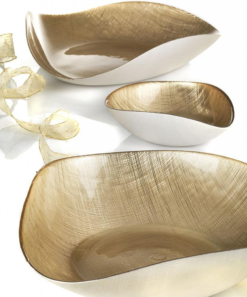Centrotavola cristallo Onlylux Nicchio centro tavola Oro cm40 OL02313