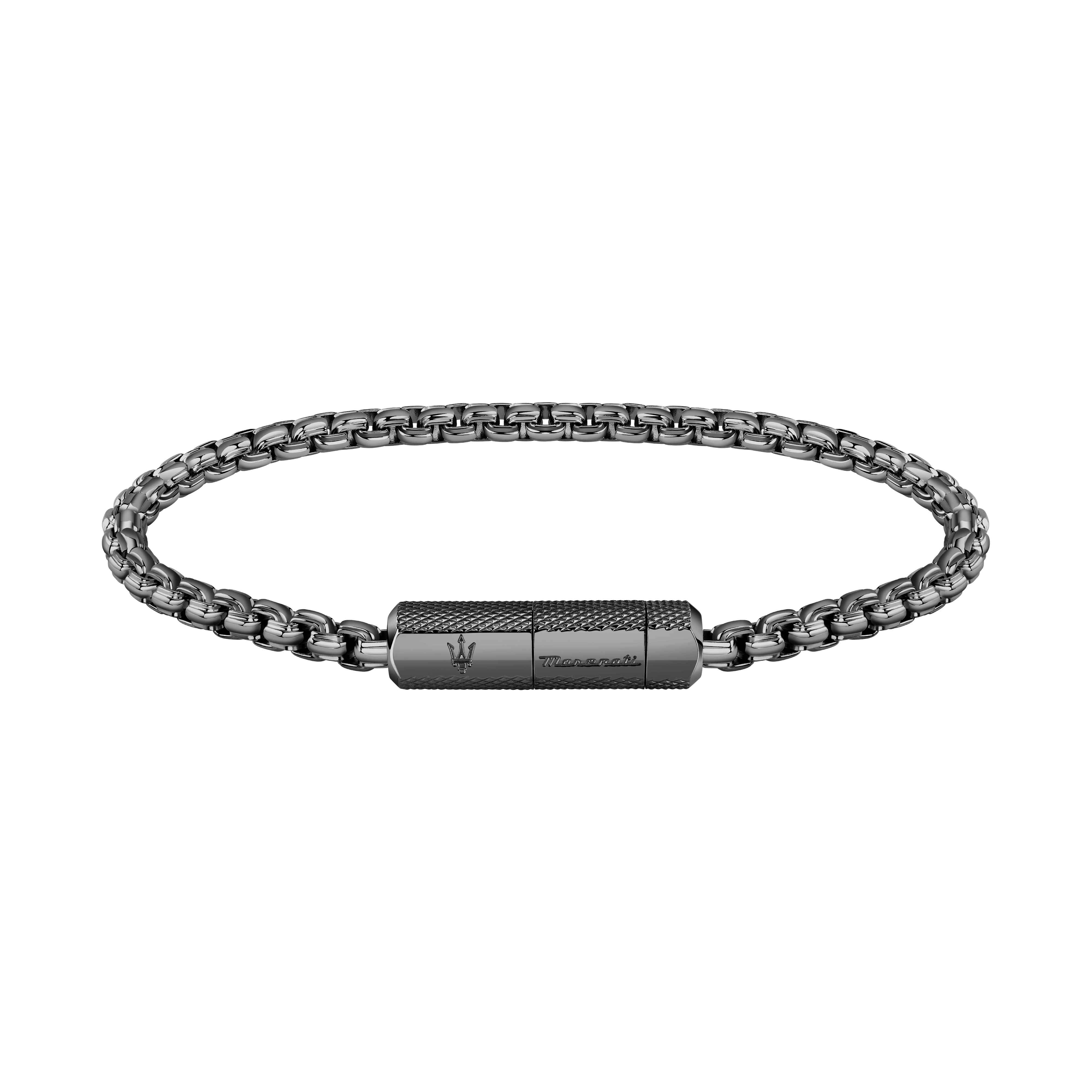 Bracciale Uomo Maserati Acciaio Nero Catena Logo Sfaccettato Calamita JM223ATK23
