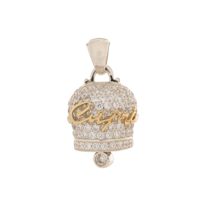 Ciondolo La Campanella di Capri Argento Oro 18 KT Porta Fortuna CZBOD2-PAV