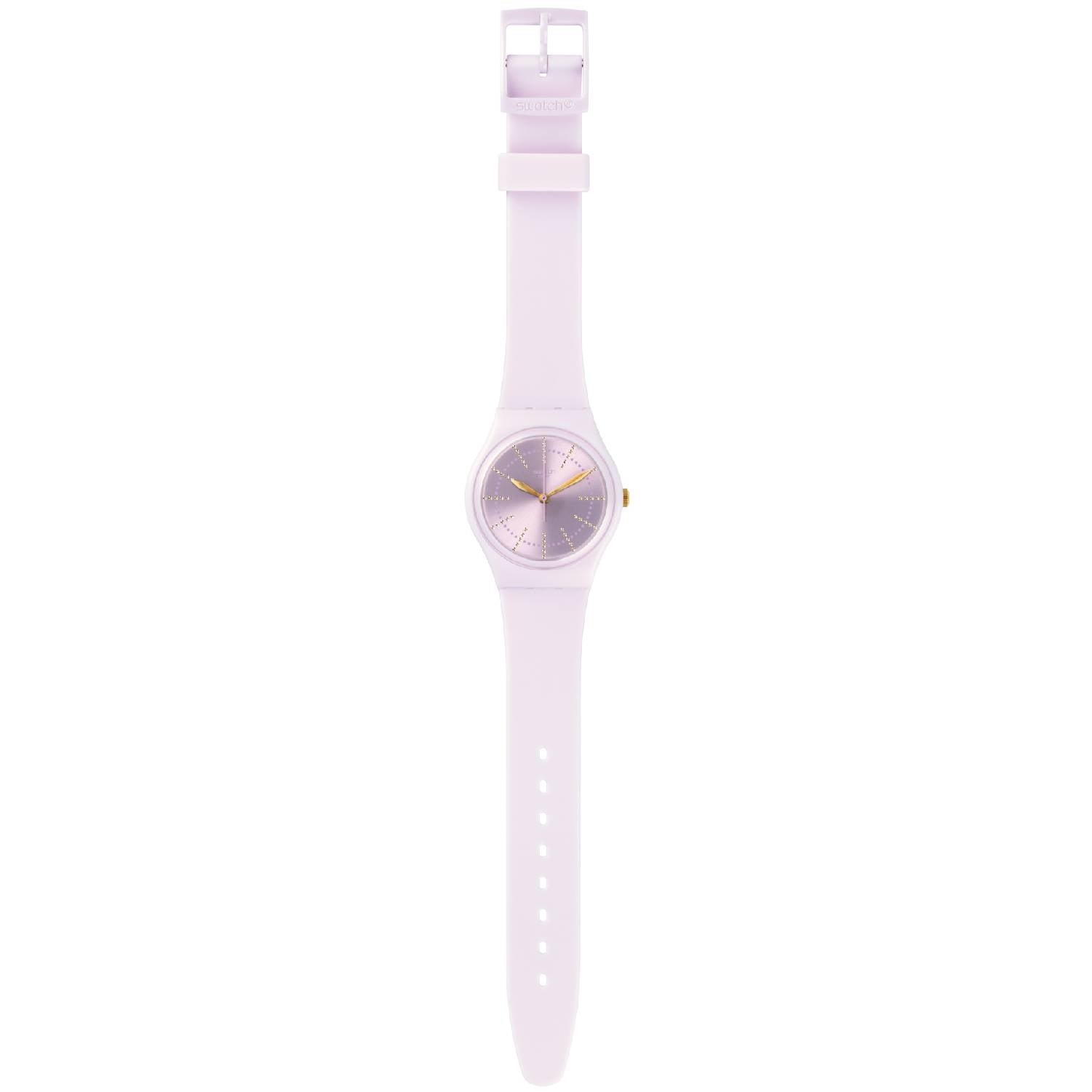 Orologio Donna Gomma Resina Swatch Quarzo Solo Tempo Rosa Guimauve Rosè GP148