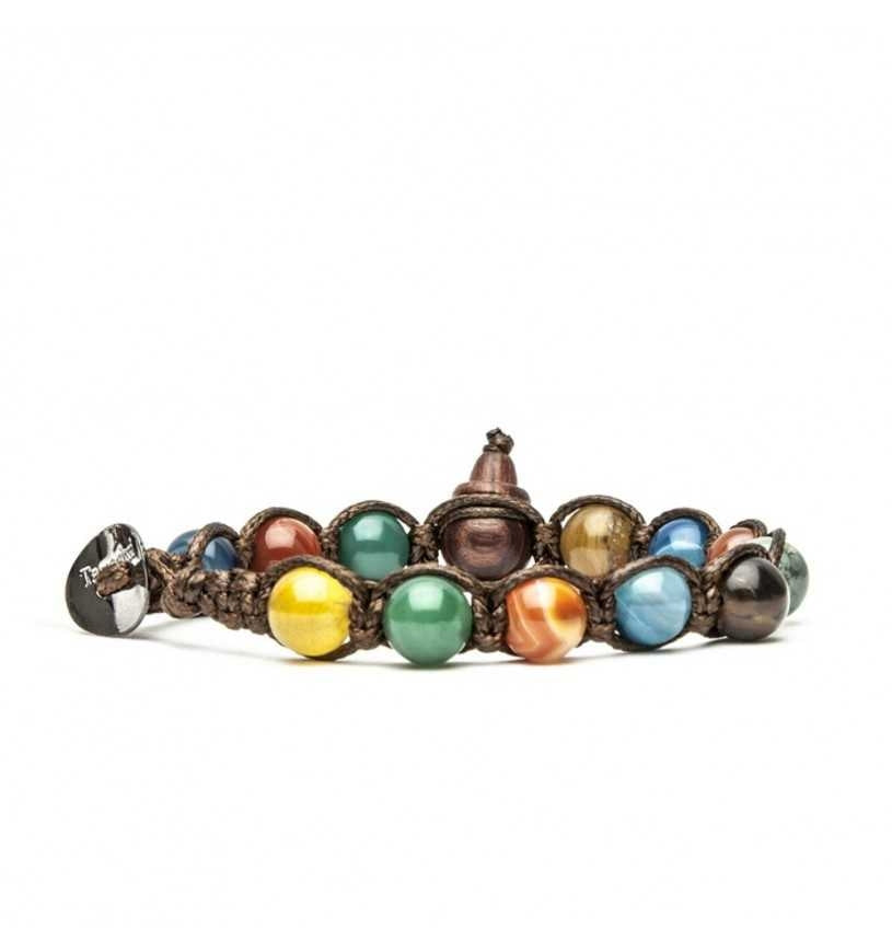 Bracciale Uomo Tamashii Porta Fortuna Biglie Agata Striata Mixed Color BHS900-229