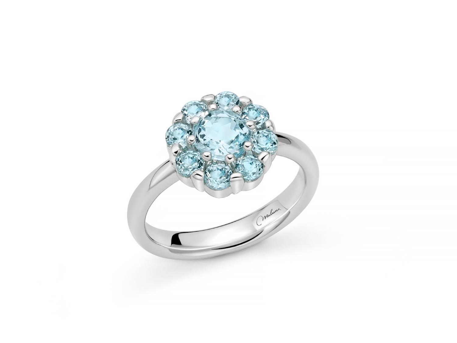 Anello Donna Miluna Gemma Del Cielo Topazio Azzurro Fiore Argento 925 LID3852