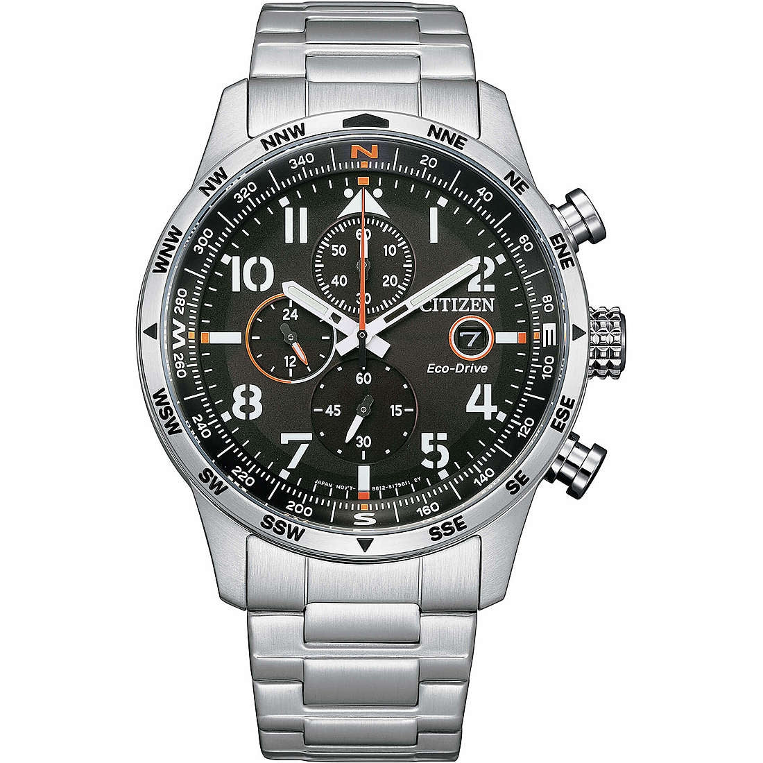 Orologio Uomo Acciaio Citizen Cronografo Aviator  Eco Drive CA0790-83E