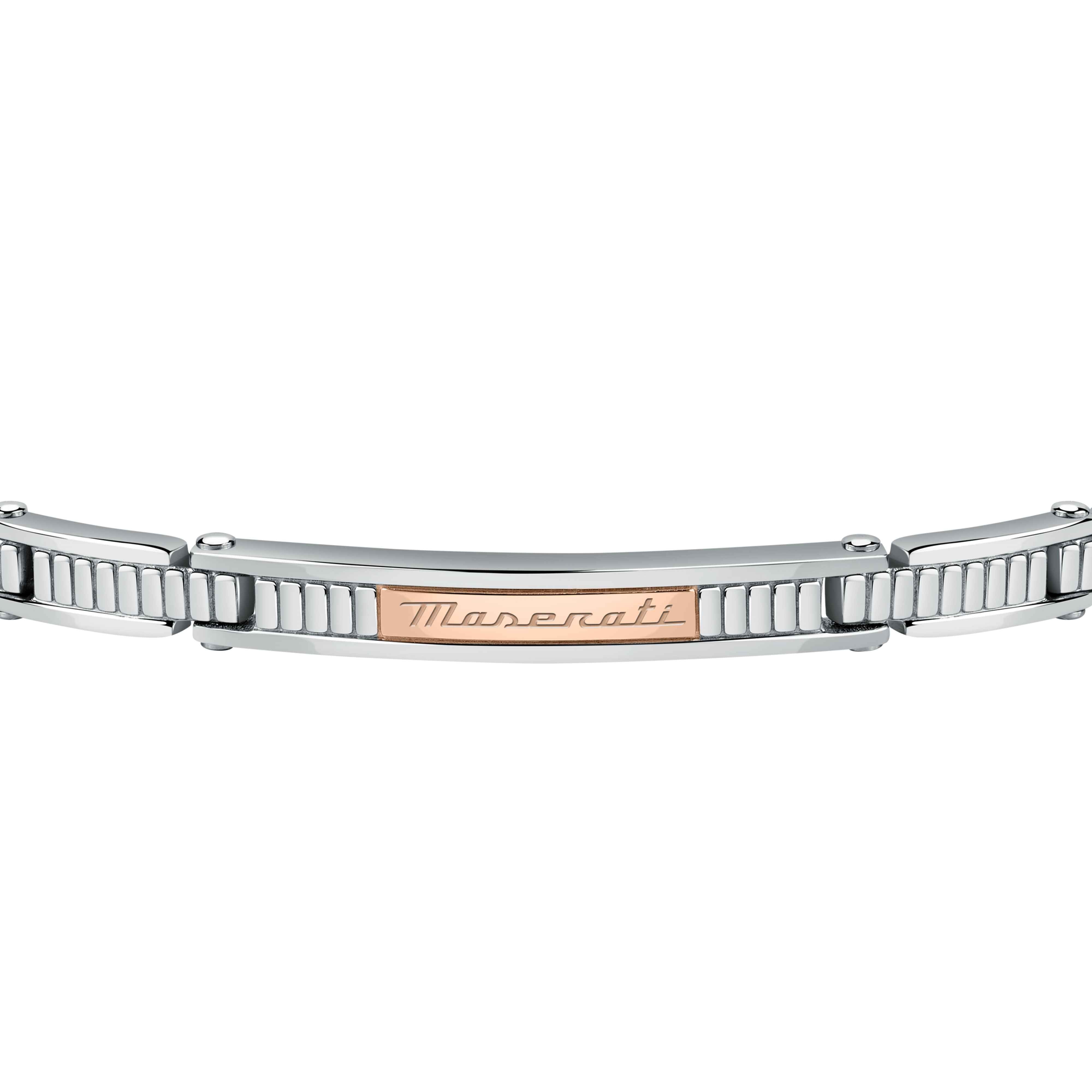 Bracciale Uomo Maserati Semirigido Acciaio Bicolore Targhetta Logo Rosè JM421ATK17