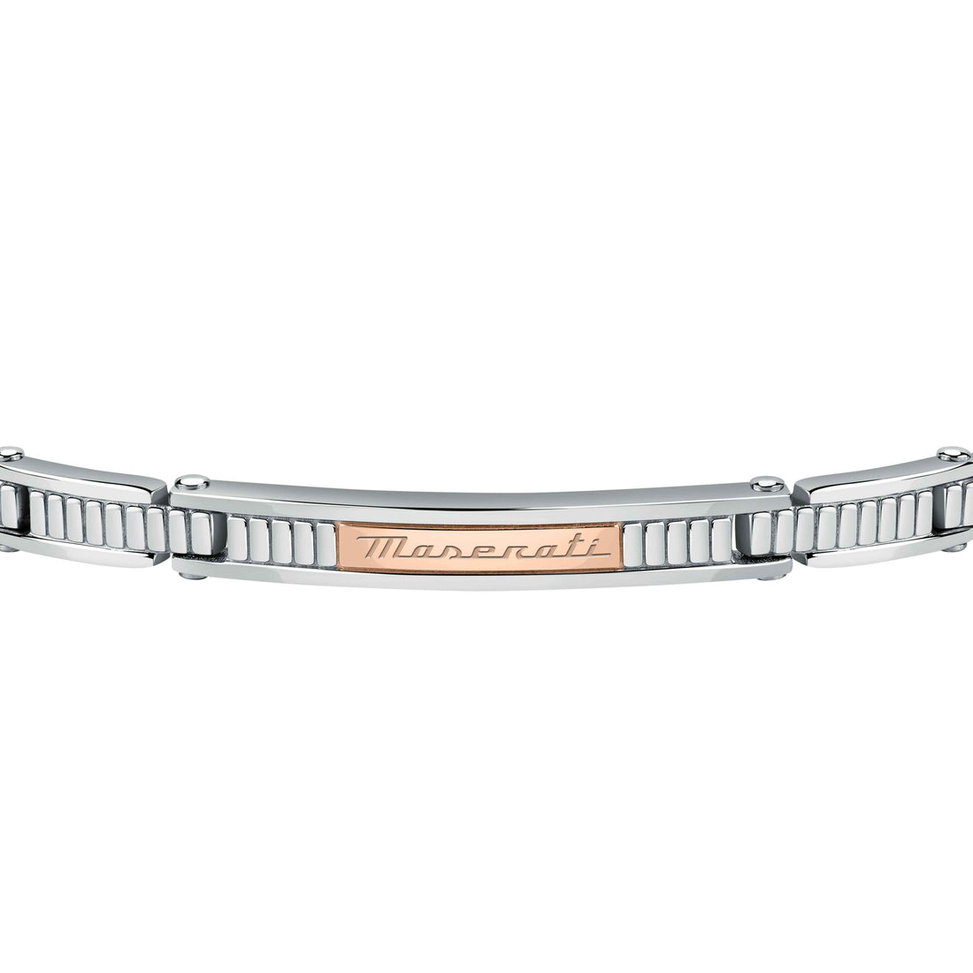 Bracciale Uomo Maserati Semirigido Acciaio Bicolore Targhetta Logo Rosè JM421ATK17