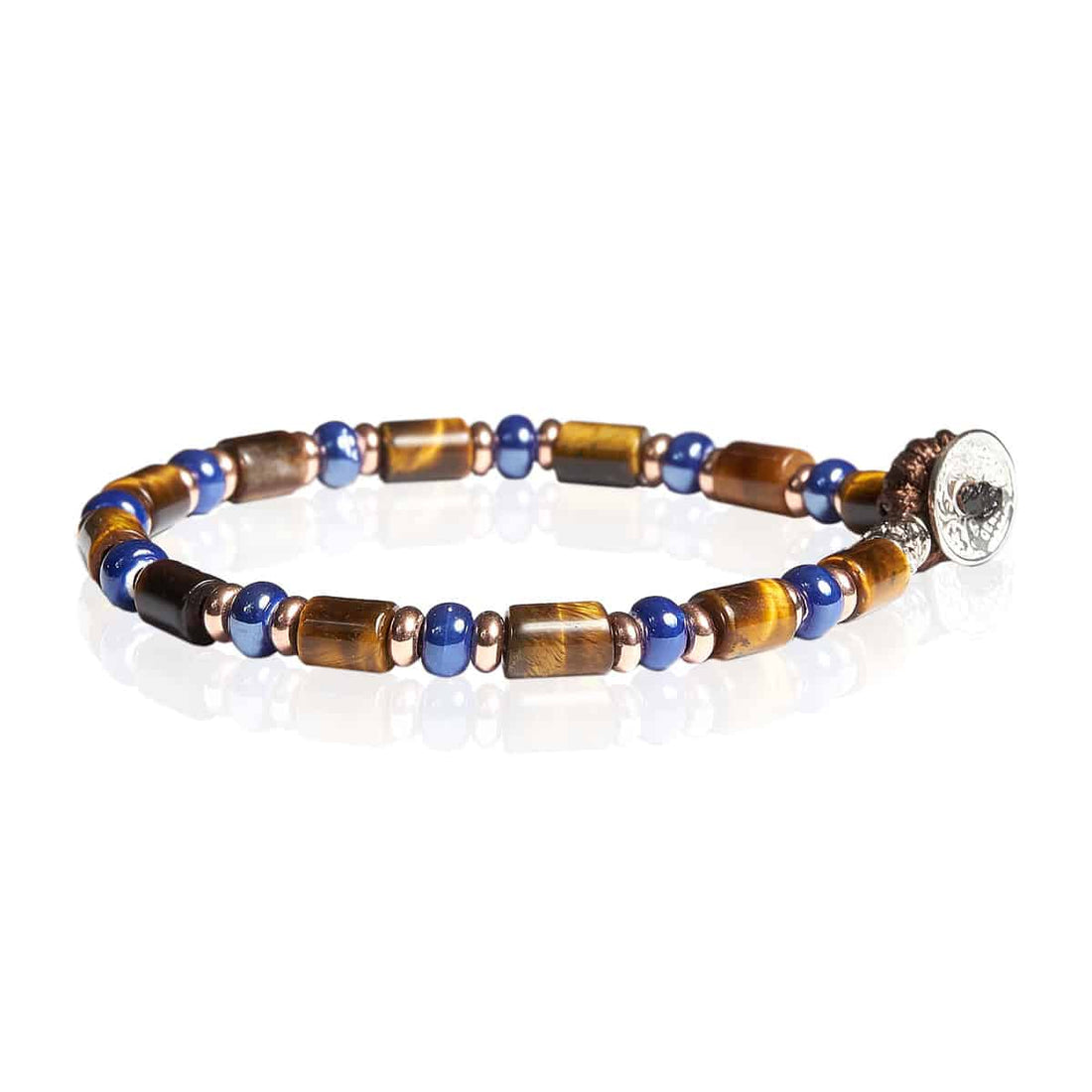 Bracciale Unisex Gerba Argento 925 Pietre Occhio di Tigre Ceramica Blu FASHIONABLE 12