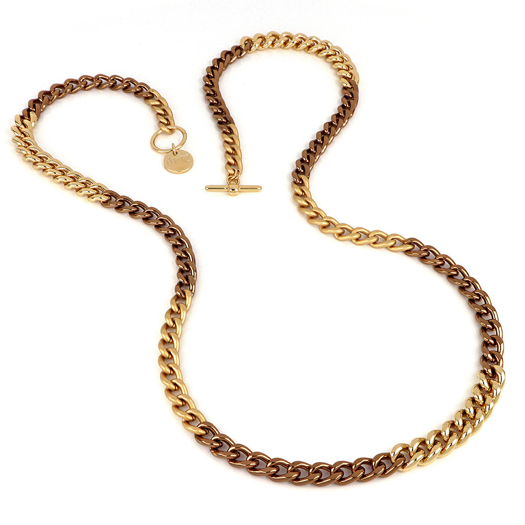 Collana Donna Unoaerre Bronzo Lucido Dorato Catena Groumette Bicolore 506505