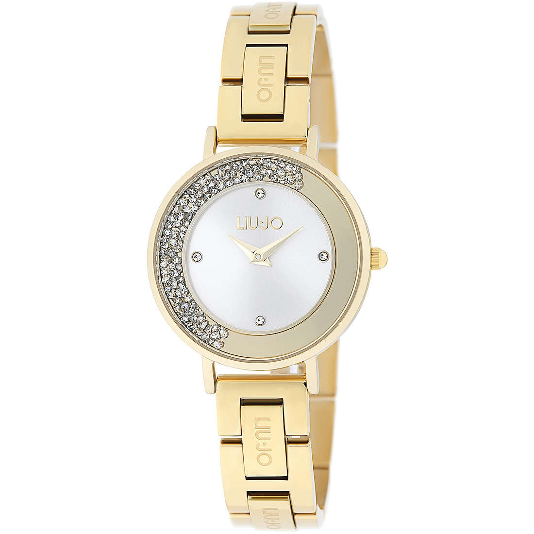 Orologio Donna Acciaio Liu Jo Cinturino Dorato Quadrante Bianco Zirconi Quarzo