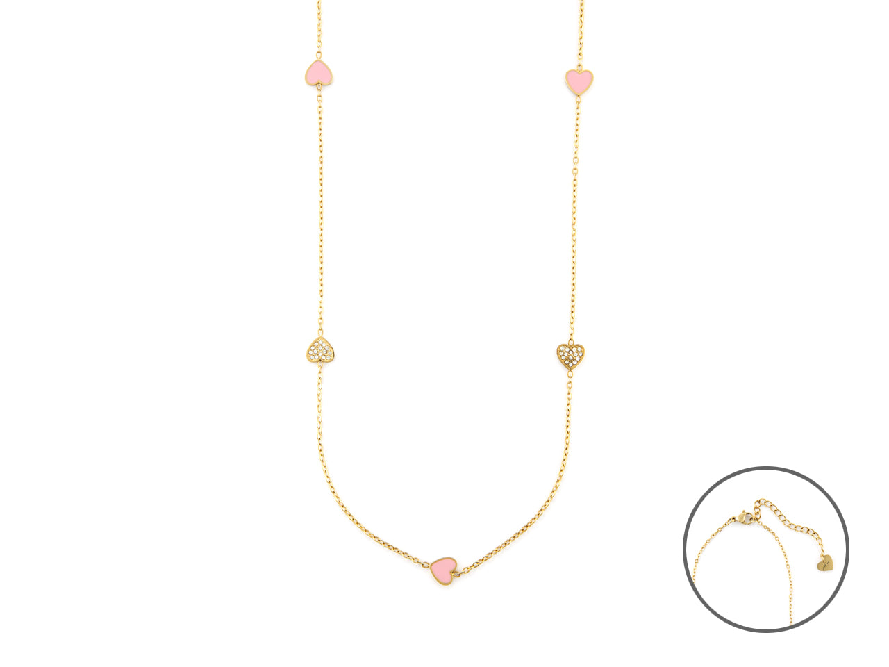 Collana Donna 4US Cesare Paciotti Acciaio  Con Cuori smaltati e zirconati 4UCL6605W