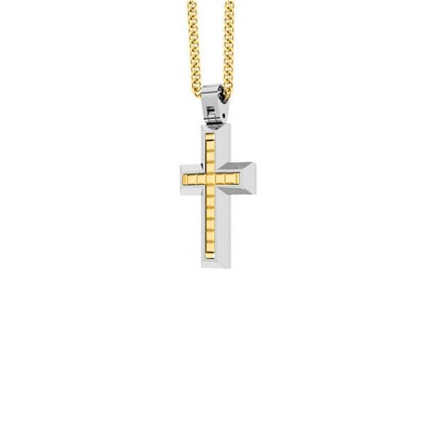 Collana Uomo Zancan Acciaio Oro Croce Pvd Oro EHC219