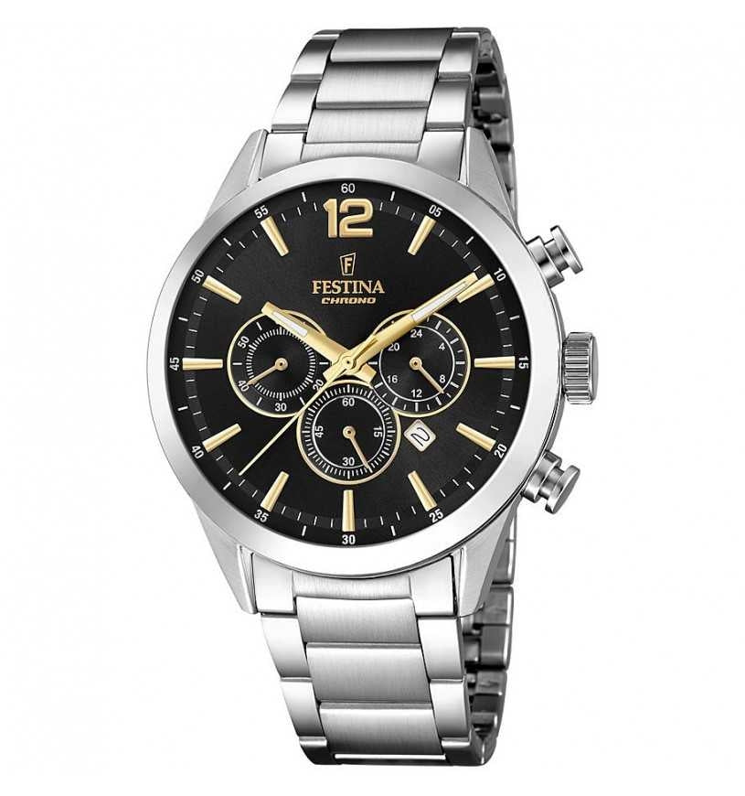 Orologio Uomo Festina Quarzo Cronografo Nero Dorato Data F20343/4