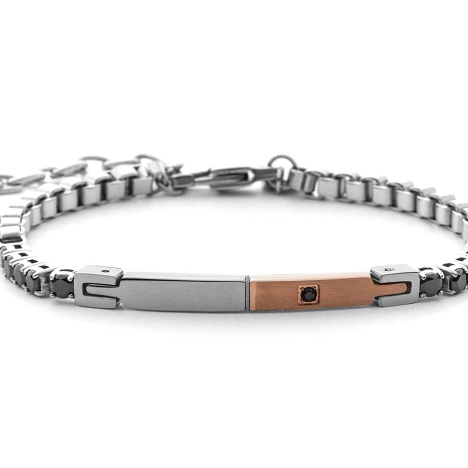Bracciale 4US Cesare Paciotti Uomo Acciaio Zirconi Neri 4UBR7551
