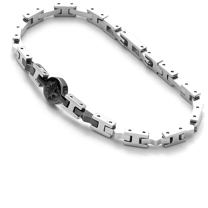 Bracciale Uomo 4US Cesare Paciotti Acciaio Bianco Rosa dei Venti Nero 4UBR3539