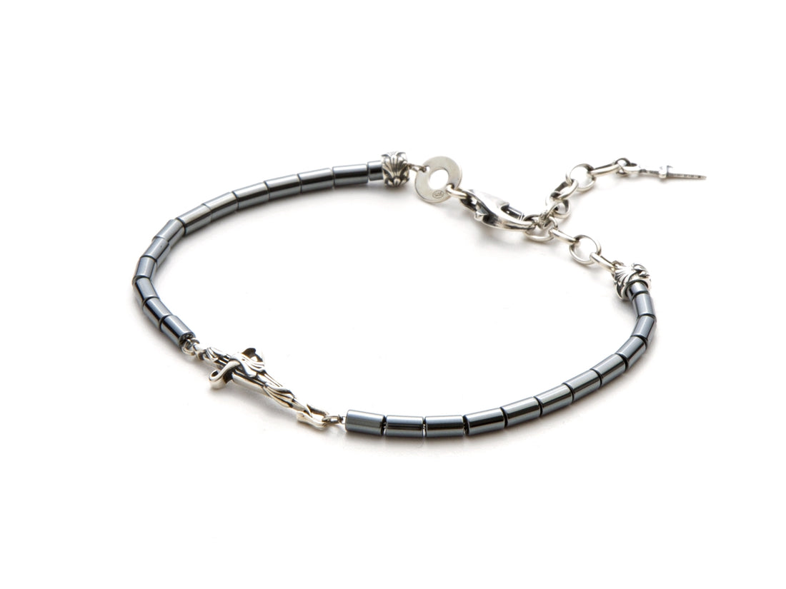 Bracciale Uomo Cesare Paciotti Argento Ematite Nera Pugnale