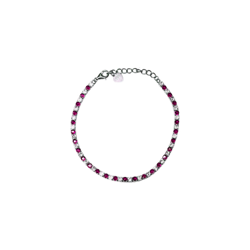 Bracciale Unisex Re Mida Tennis Argento 925 Zirconi Rossi Bianchi BR DJV-16R