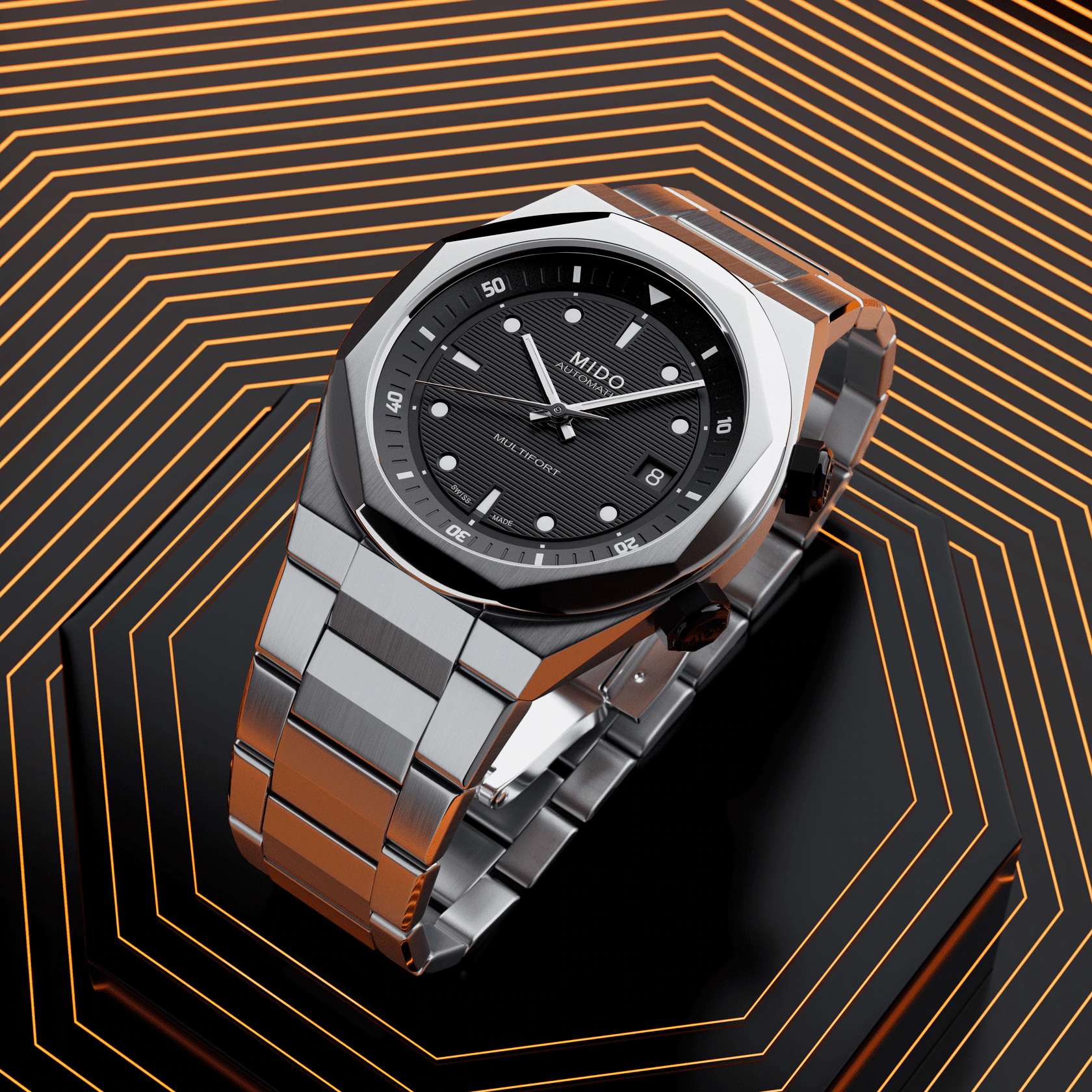 Orologio Uomo Mido Automatico Multifort 8 Due Corone Nero M0475071705100