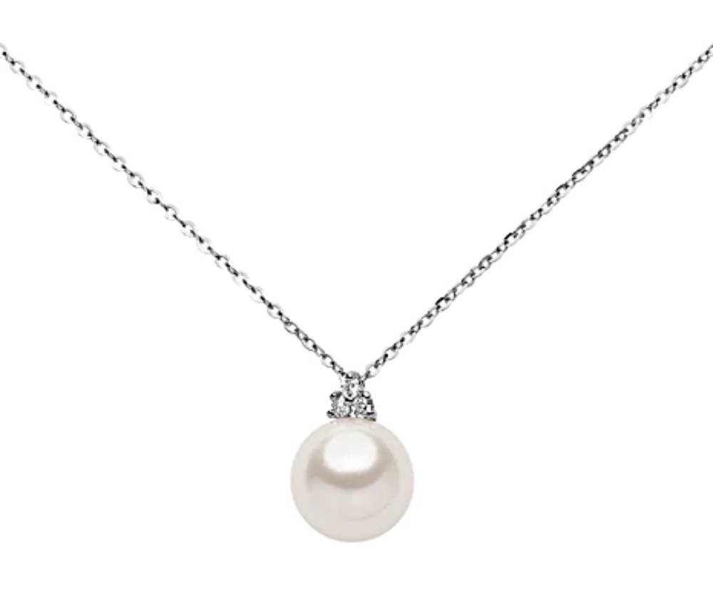 Collana Donna Mikiko Oro 9 Kt Perla fresh water 8-8,5 mm e diamanti