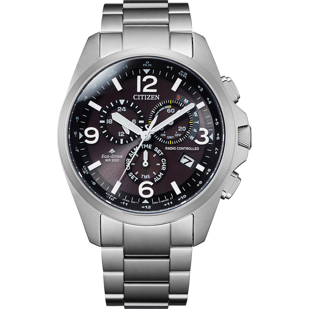 Orologio Uomo Citizen Acciaio Radio Controllato Eco Drive Data Nero CB5920-86E
