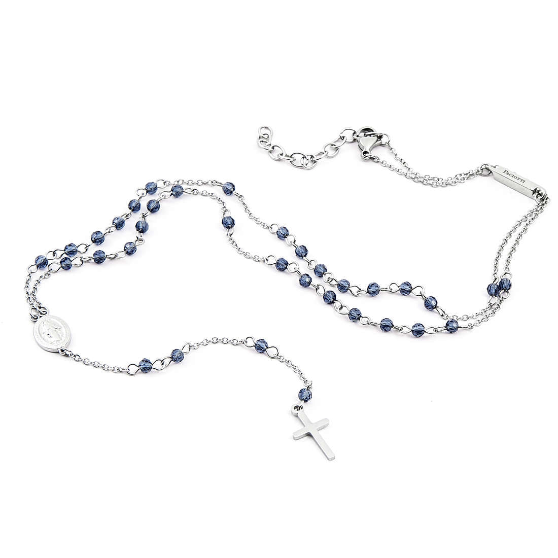 Collana Uomo Acciaio 4US Cesare Paciotti Rosario Biglie Blue Sand 4UCL4046
