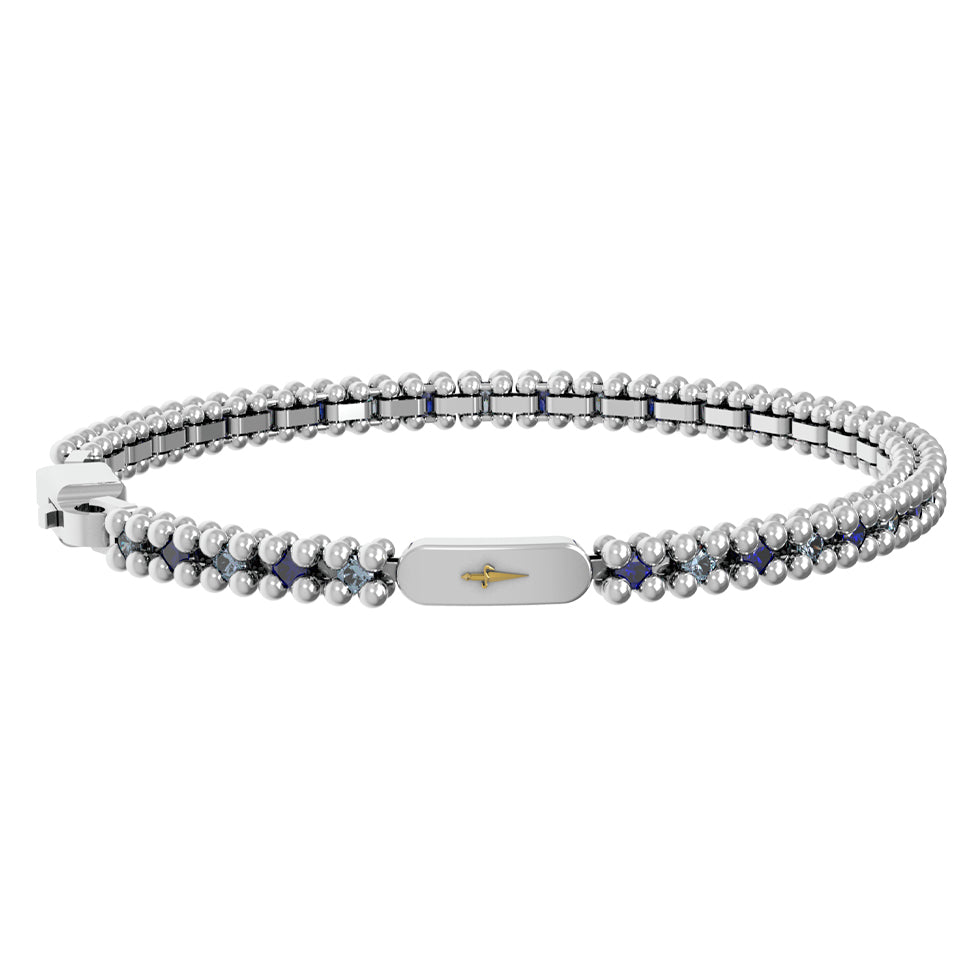 Bracciale Uomo Cesare Paciotti Tennis Argento Spinelli Blu Oro 18 KT JPBR5057B