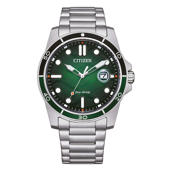 Orologio Uomo Citizen Eco-Drive Acciaio Verde Cangiante Onde AW1811-82X