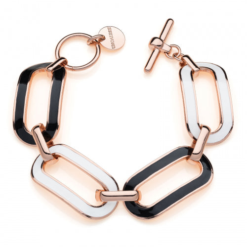 Bracciale Donna Unoaerre Bronzo Dorato Rosa Con Smalto Bianco E Nero 525615