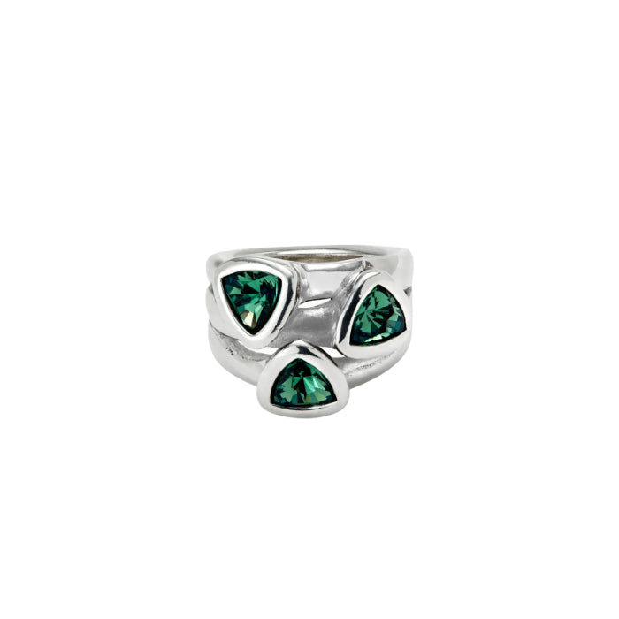 Anello Donna Uno De 50 tre Cristalli Verdi Placcato Argento ANI0849VRDMTL18