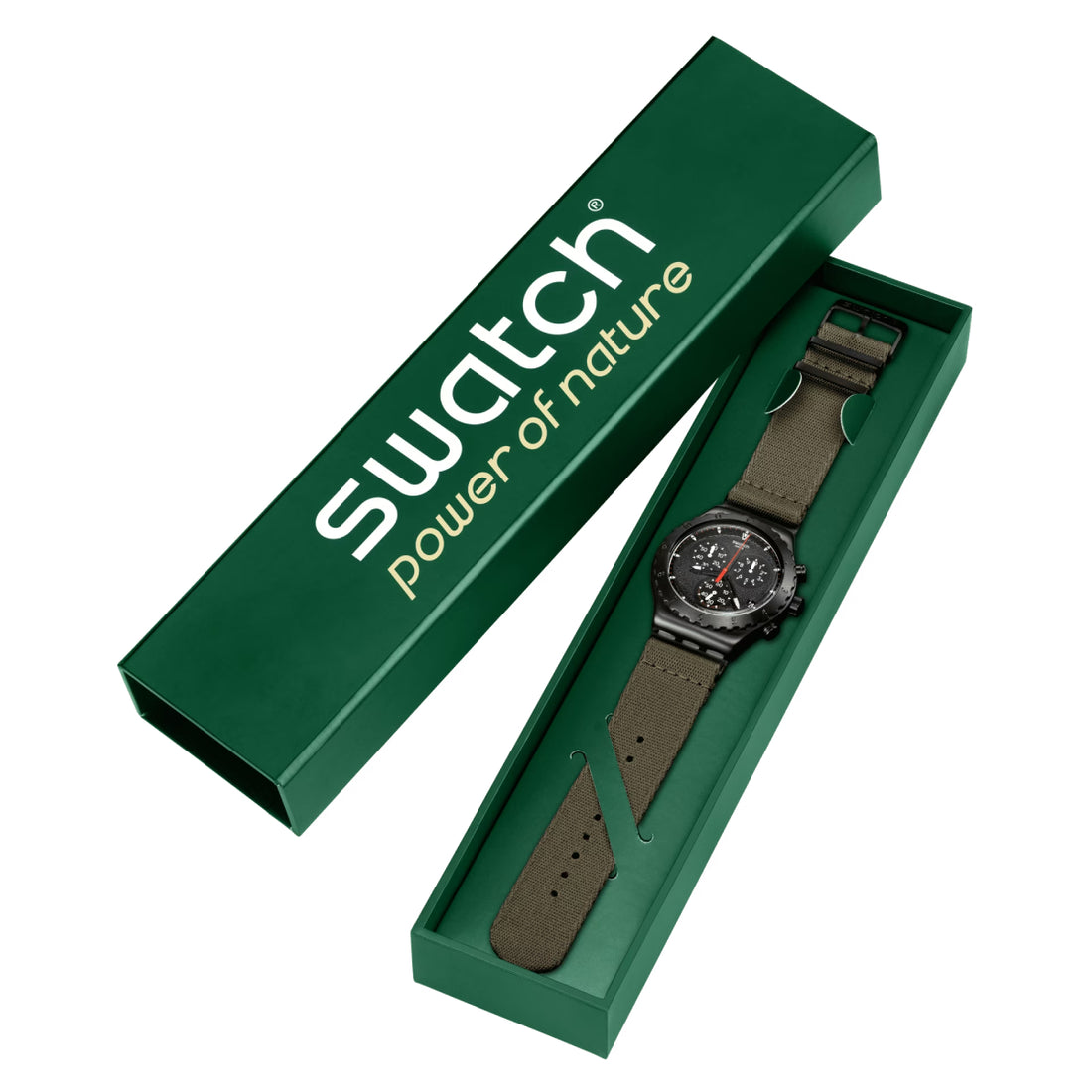 Orologio Uomo Swatch Al Falo Militare Acciaio Nero Quarzo Cronografo YVB416