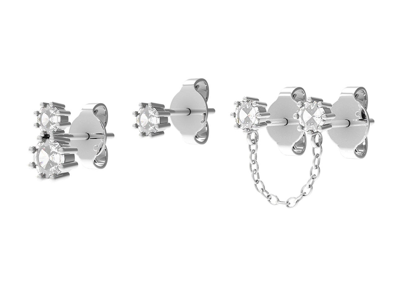 Orecchini Donna Argento 925 4US Cesare Paciotti Tris Punto Luce Zirconi 4UOR5752W