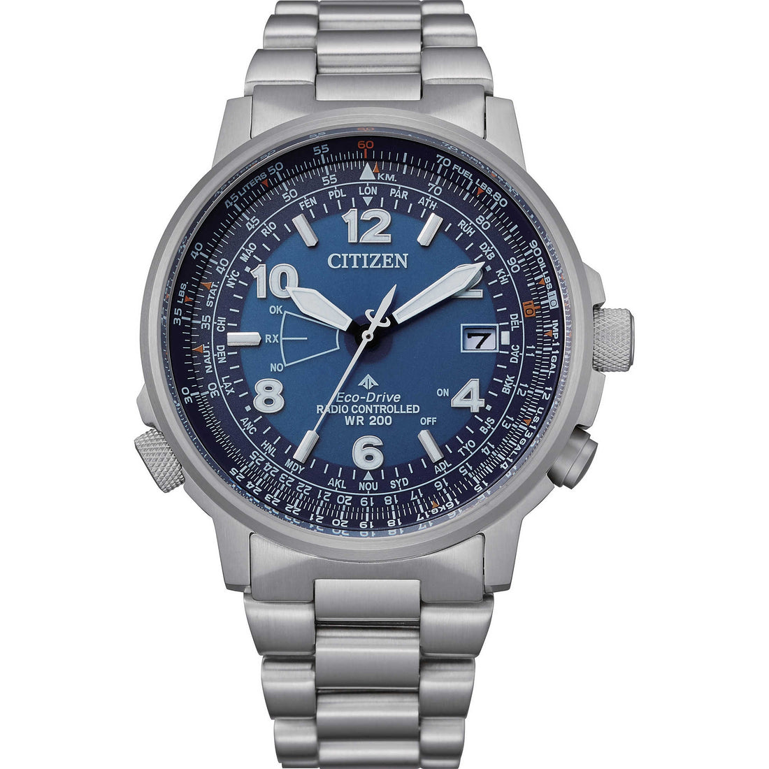Orologio Uomo Acciaio CITIZEN Pilot Radio Controllato Eco Drive Data CB0240-88L