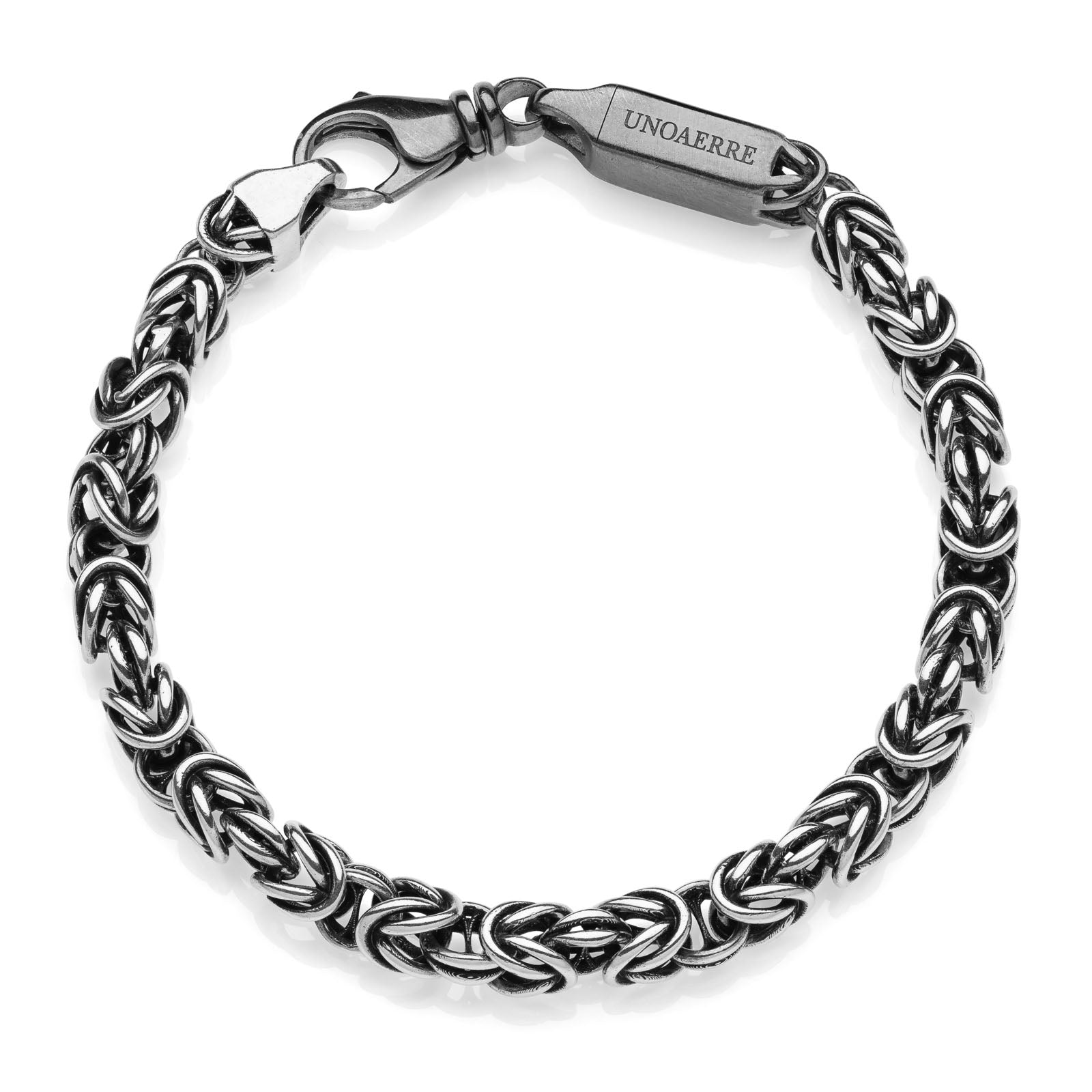 Bracciale Uomo Unoaerre Argento Brunito 925 Maglia Bizantina 535715