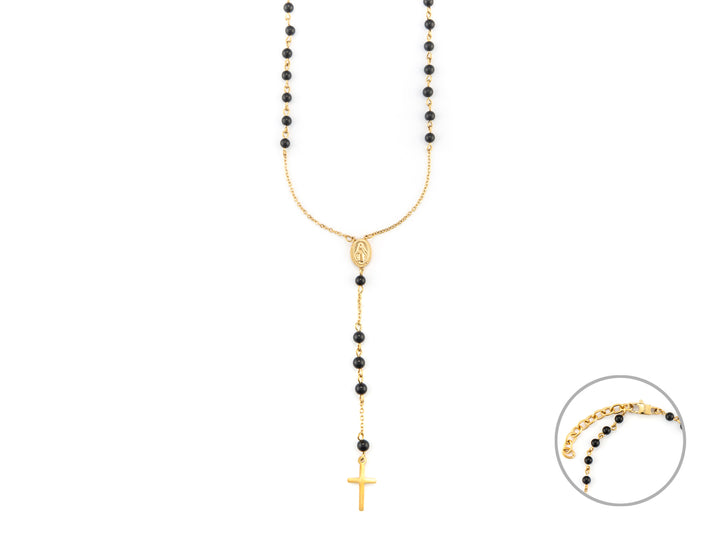 Collana Uomo 4US Cesare Paciotti Rosario Acciaio Dorato Biglie Nere 4UCL7343