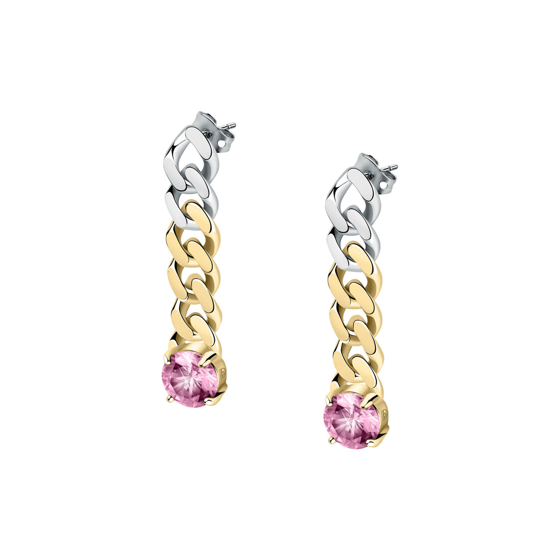 Orecchini Donna Chiara Ferragni Catena Bicolore Zircone Rosa