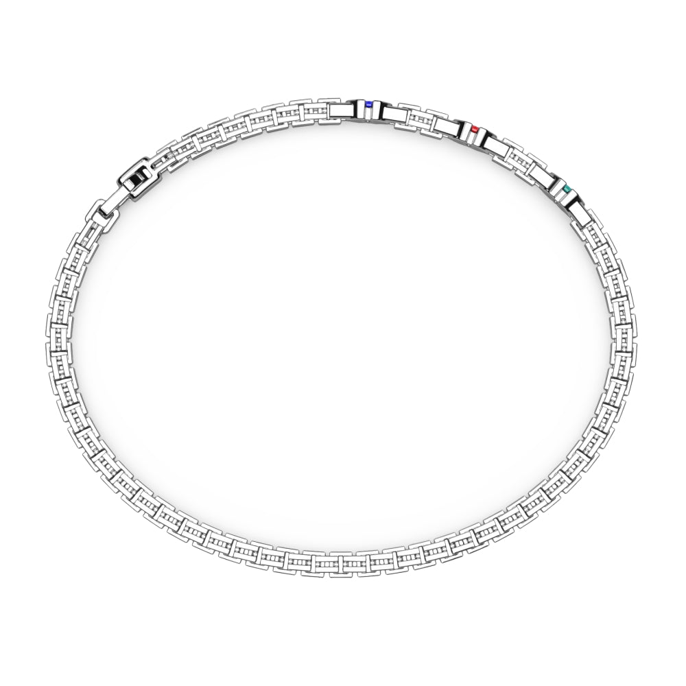 Bracciale Uomo Zancan Tennis Argento 925 Quarzi Naturali Colorati ESB313-BRV