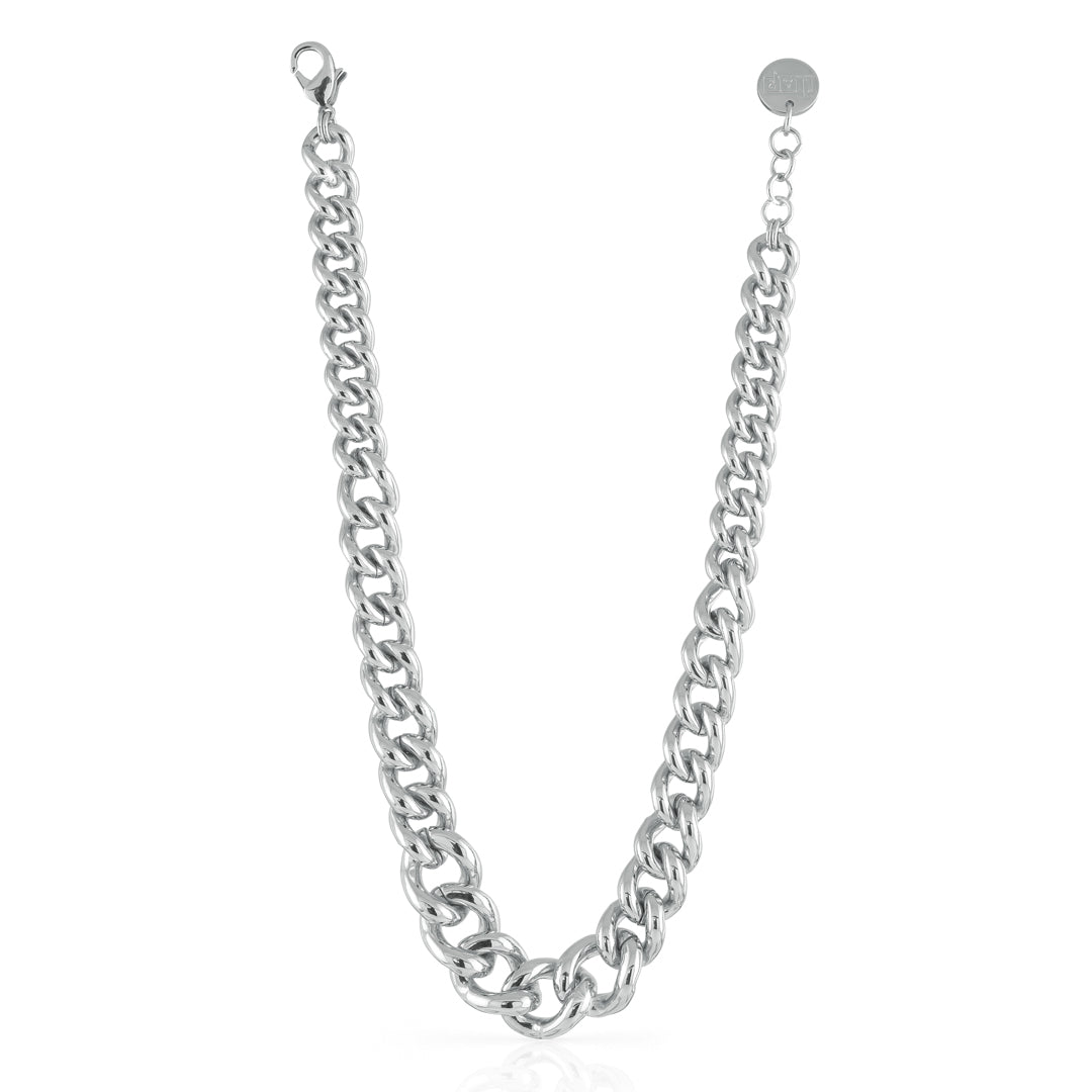 Collana Donna Unoaerre Bronzo Lucido Argentato Catena Groumette Girocollo 484155