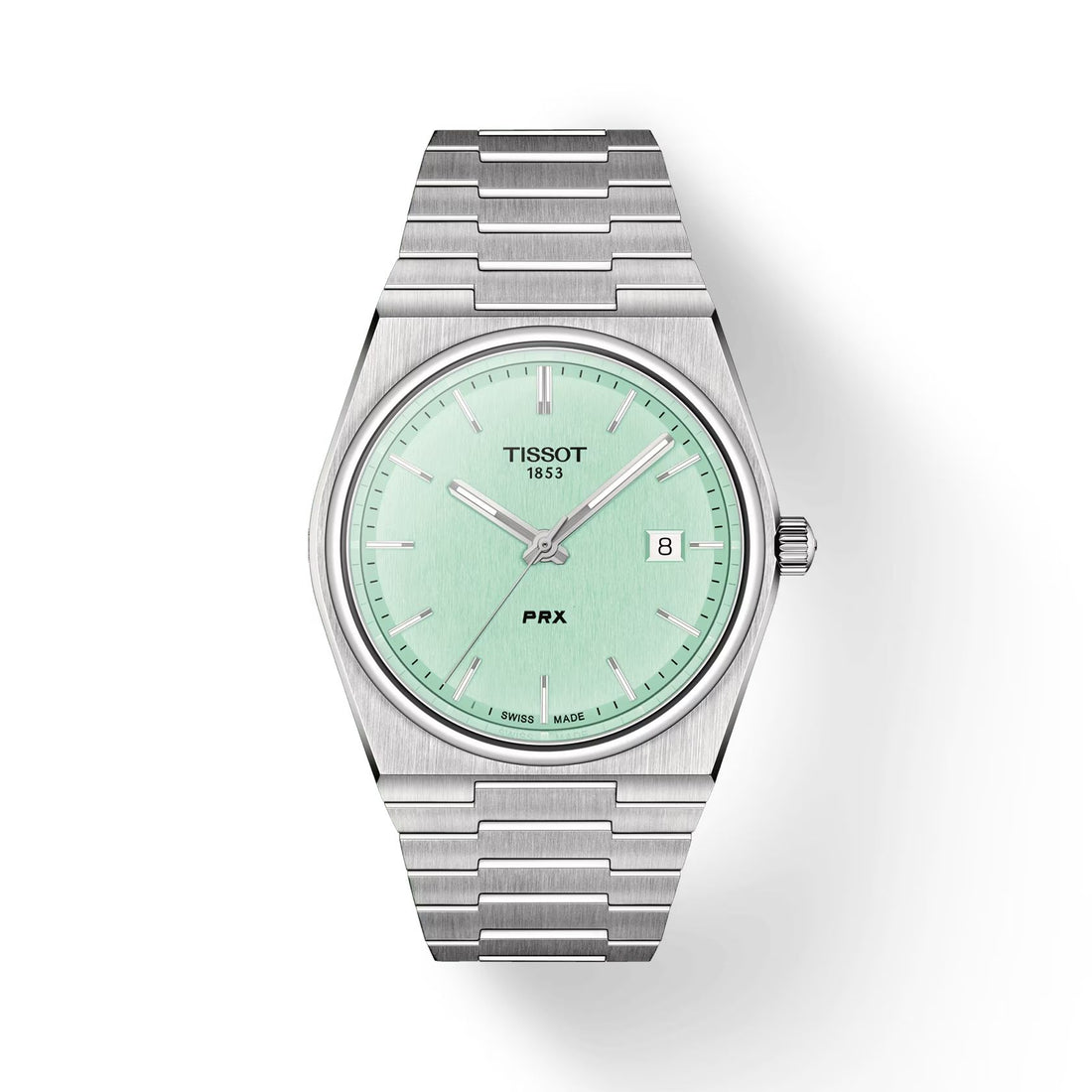 Orologio Uomo Tissot Acciaio Prx Verde Acqua Quarzo Solo Tempo Data T1374101109101