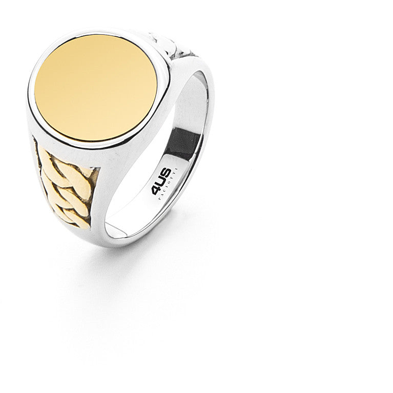 Anello Uomo Acciaio 4US Cesare Paciotti Centrale Dorato Lavorato 4UAN5055/24
