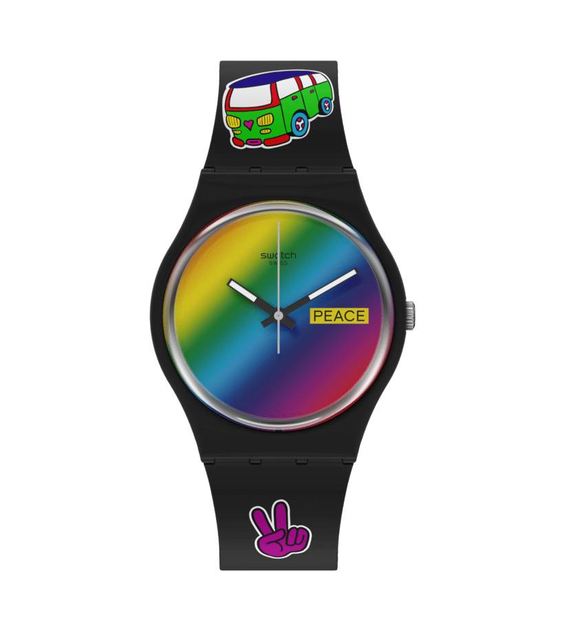 Orologio Donna Swatch Bioceramic Flower Power Gomma Nero Quarzo SO31B101
