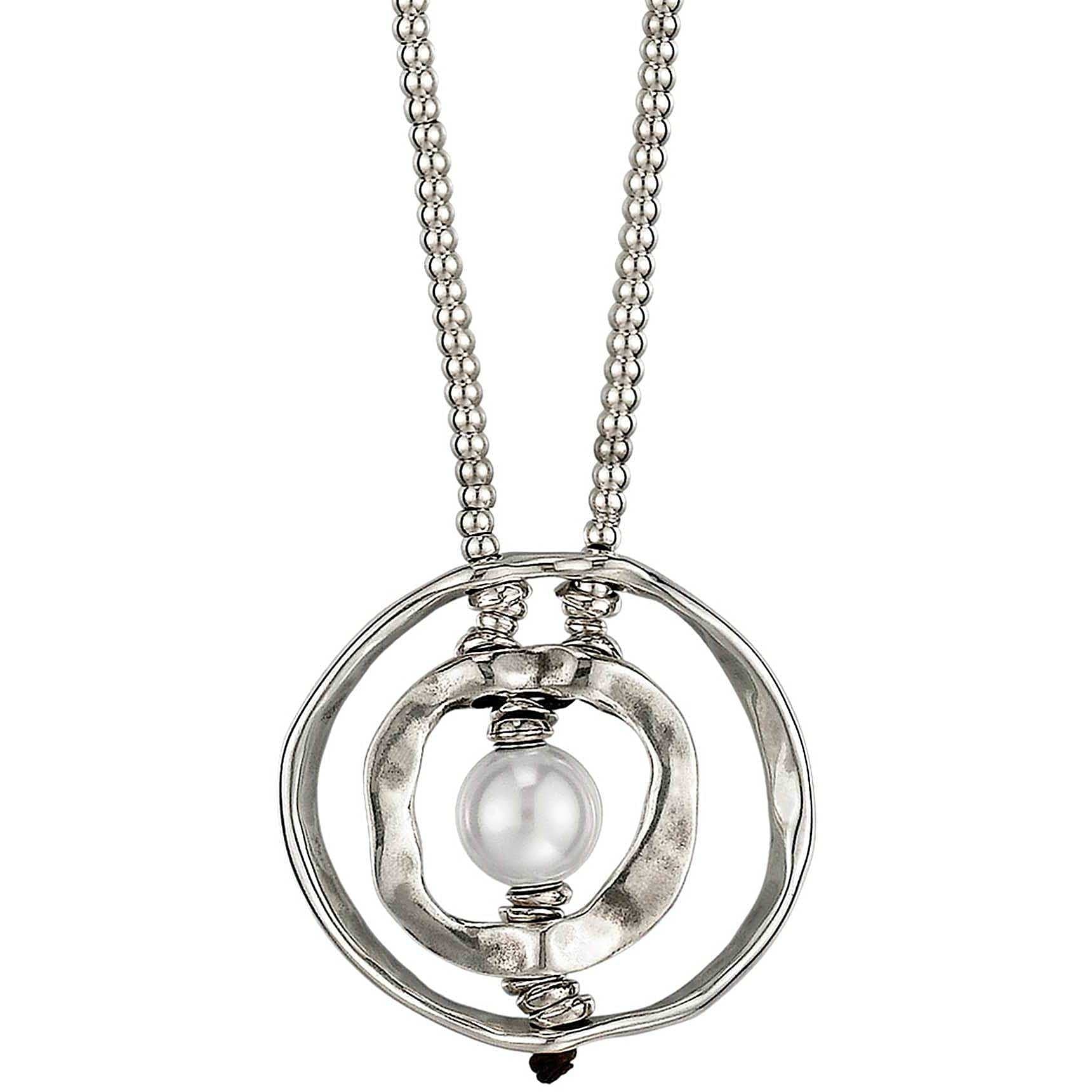 Collana Donna Uno de 50 Metallo Zama Colore Argento Perla Cerchio Cerchi