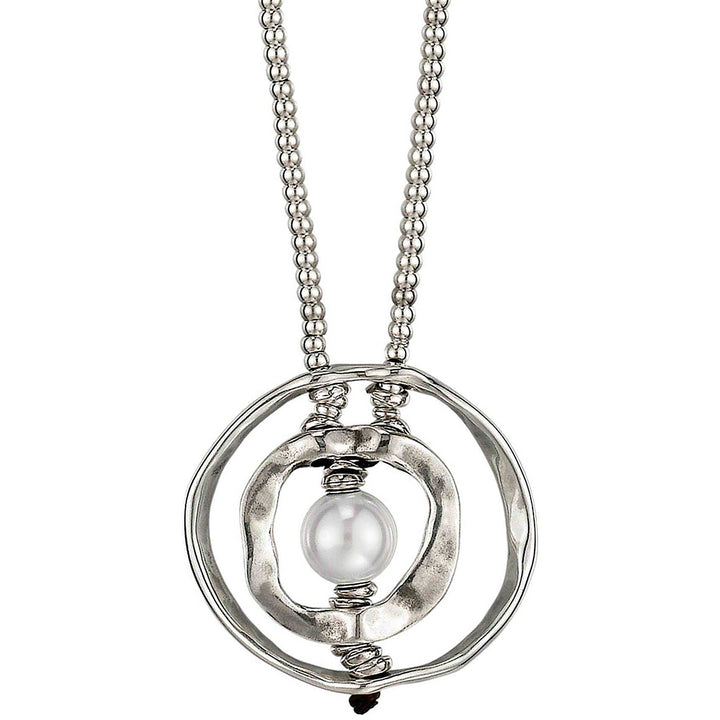 Collana Donna Uno de 50 Metallo Zama Colore Argento Perla Cerchio Cerchi