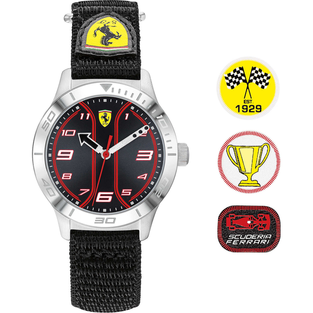 Orologio Uomo Ferrari Quarzo Solo Tempo Acciaio Tessuto Nero Pitlane FER0860022
