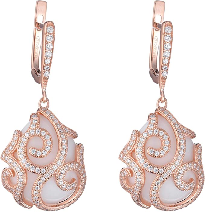 Orecchini Tsars Argento 925 Agata Bianca Zirconi Monachella E816R