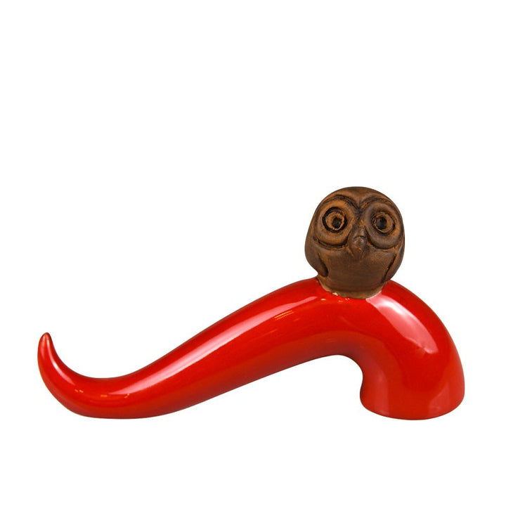 Corno Portafortuna da Scrivania Civetta Rosso TE083