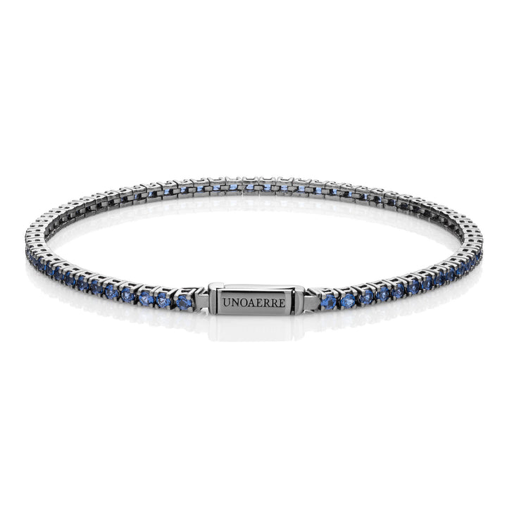 Bracciale Tennis Donna Unoaerre Argento 925 Brunito Con Zirconi Blu 527938