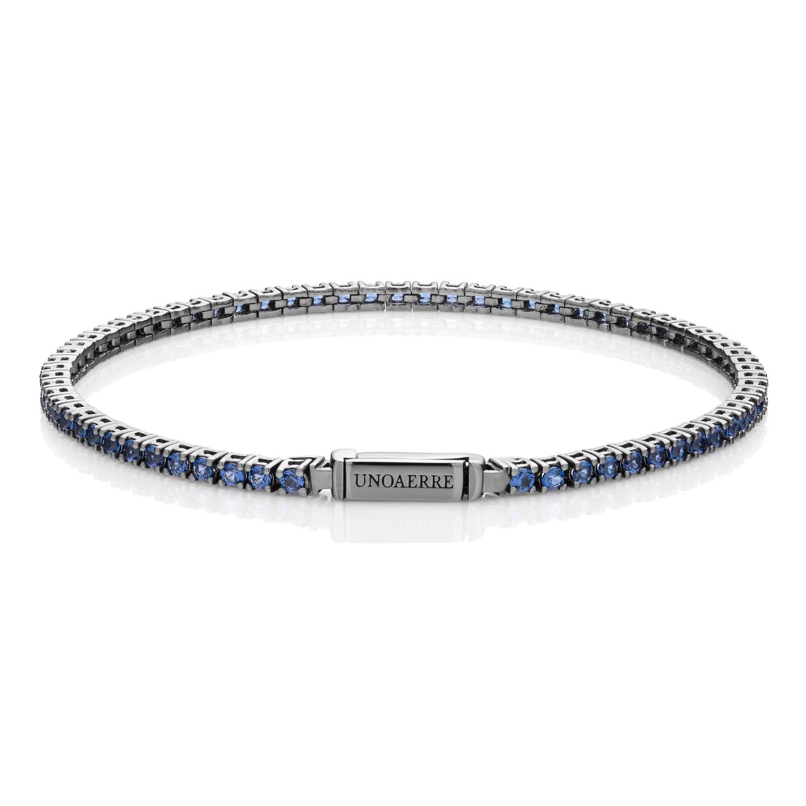 Bracciale Tennis Donna Unoaerre Argento 925 Brunito Con Zirconi Blu 527837