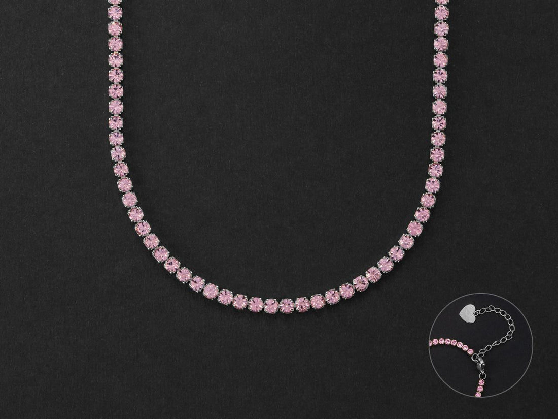 Collana Donna 4US Cesare Paciotti Acciaio Tennis Zirconi rosa 3 mm 4UCL5468W