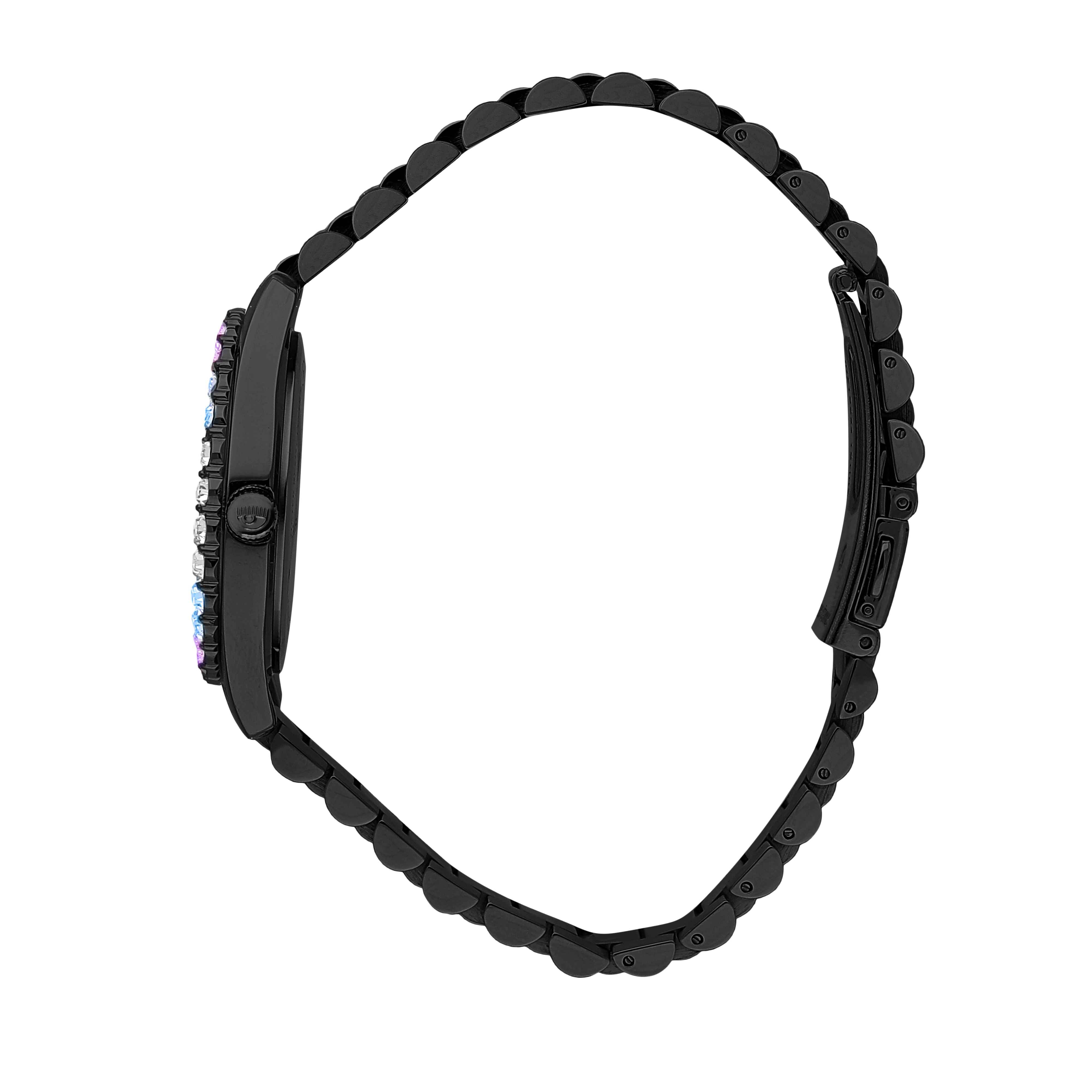 Orologio Donna Chiara Ferragni Quarzo Solo Tempo Acciaio Nero Zirconi Colorati